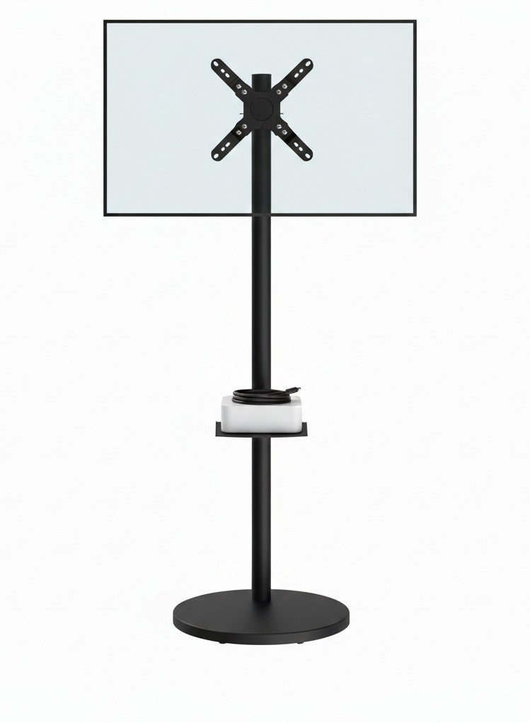 BEETEC Mobile Monitor Stand for 14"–40" Screens, VESA 200x200mm, 12kg Load Capacity, Adjustable Height, Tilt, Swivel & Rotation, with Wheels and Storage Tray, Black | TF-FMS801B - Image 1